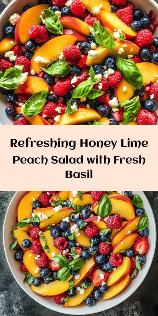 Brighten up your summer gatherings with this refreshing Honey Lime Basil Peach Fruit Salad! Featuring juicy peaches, vibrant berries, and a hint of fresh basil, each bite bursts with flavor. Drizzled with a sweet honey-lime dressing and topped with optional crumbled feta or goat cheese, this salad is the perfect blend of sweetness and creaminess. Ready in just 15 minutes, it’s a quick and easy way to impress your guests. Enjoy a taste of summer today!