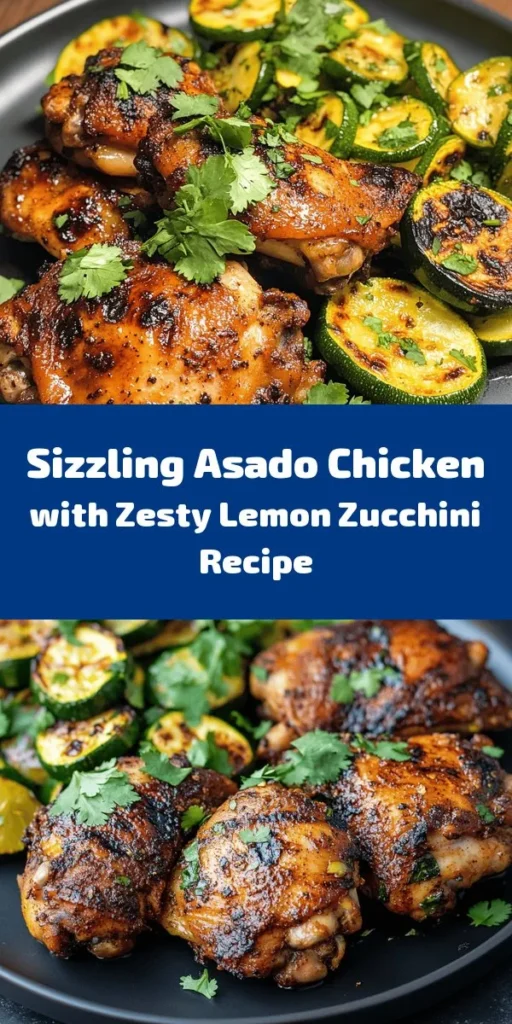 Savor the flavors of Sizzling Asado Chicken paired with Zesty Lemon Zucchini! This mouthwatering recipe features juicy, marinated chicken thighs grilled to perfection and sautéed zucchini brightened with lemon. Perfect for a weeknight dinner or weekend gathering, this dish is both delicious and easy to prepare. Serve it with rice or a fresh salad for a complete meal that your family will love! Give it a try and elevate your dinner game!
